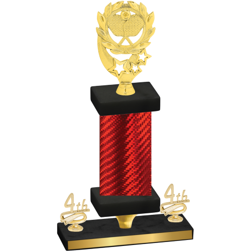 Premium Single Red Carbon Fiber Fourth Place Pickleball Trophy