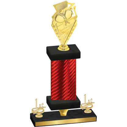 Premium Single Red Carbon Fiber First Place Pickleball Trophy