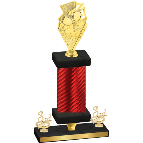 Premium Single Red Carbon Fiber Third Place Pickleball Trophy