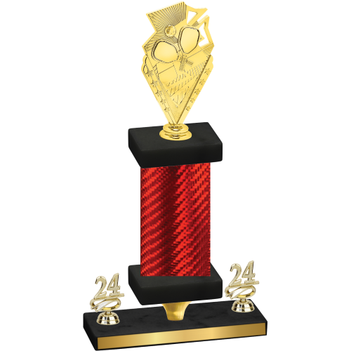 Premium Single Red Carbon Fiber Year Pickleball Trophy