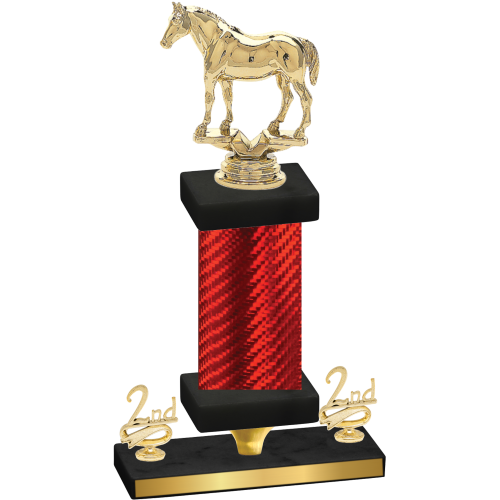 Premium Single Red Carbon Fiber Second Place Horses Trophy