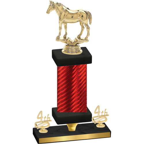 Premium Single Red Carbon Fiber Fourth Place Horses Trophy