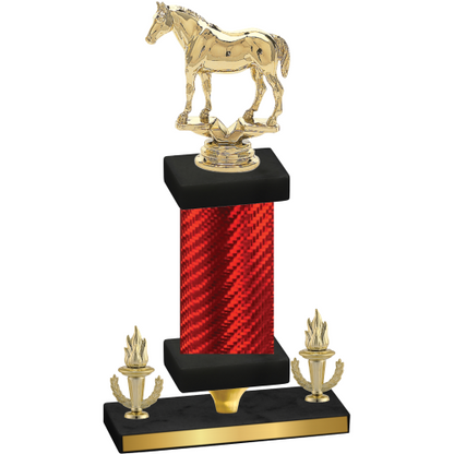 Premium Single Red Carbon Fiber Victory Horses Trophy