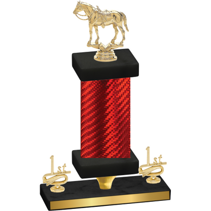 Premium Single Red Carbon Fiber First Place Horses Trophy