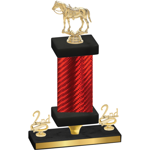 Premium Single Red Carbon Fiber Second Place Horses Trophy