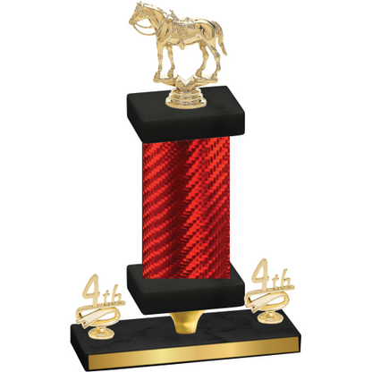 Premium Single Red Carbon Fiber Fourth Place Horses Trophy