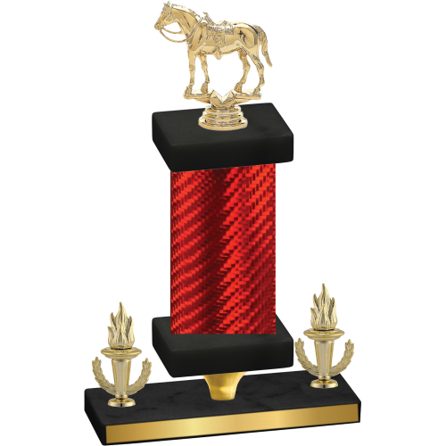 Premium Single Red Carbon Fiber Victory Horses Trophy