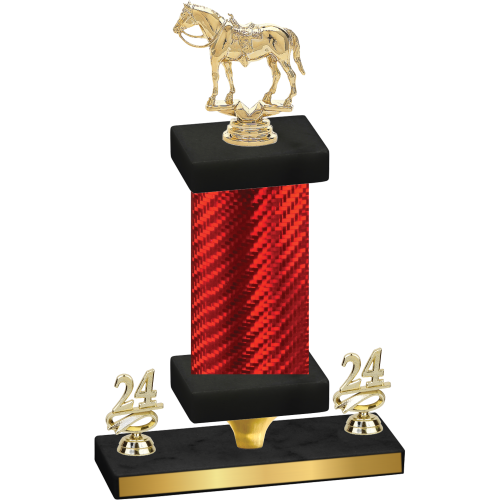 Premium Single Red Carbon Fiber Year Horses Trophy