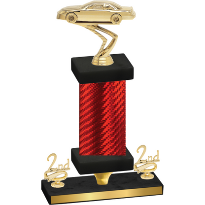 Premium Single Red Carbon Fiber Second Place Cars Trophy