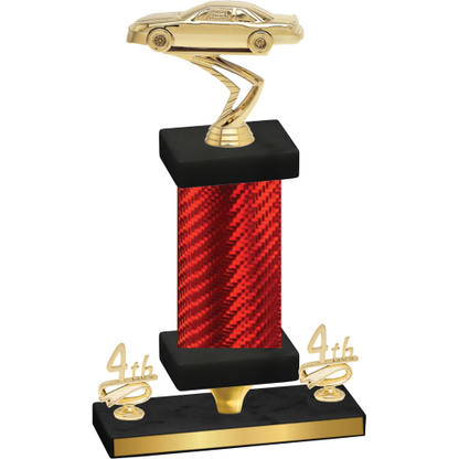 Premium Single Red Carbon Fiber Fourth Place Cars Trophy