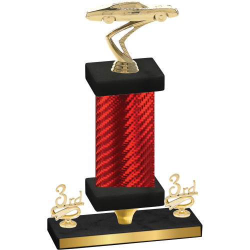 Premium Single Red Carbon Fiber Third Place Cars Trophy