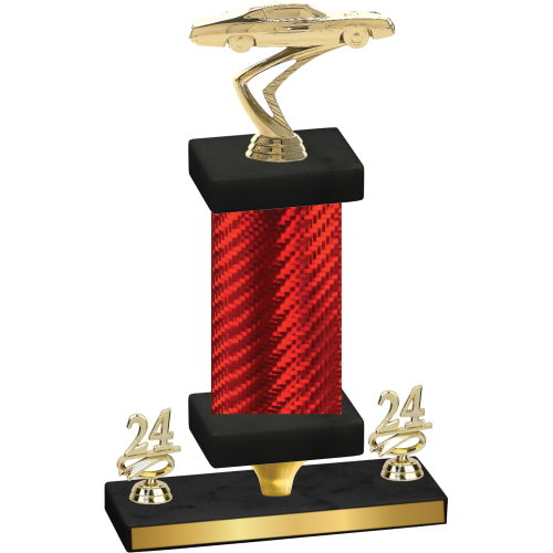 Premium Single Red Carbon Fiber Year Cars Trophy