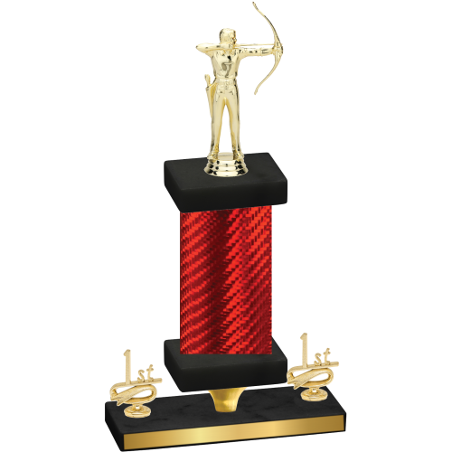 Premium Single Red Carbon Fiber First Place Archery Trophy