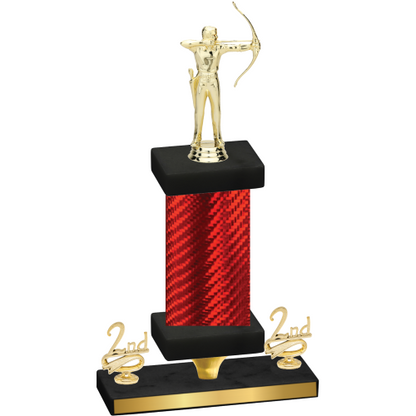 Premium Single Red Carbon Fiber Second Place Archery Trophy