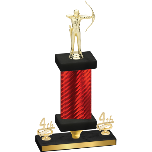 Premium Single Red Carbon Fiber Fourth Place Archery Trophy