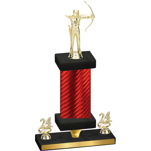 Premium Single Red Carbon Fiber Year Archery Trophy