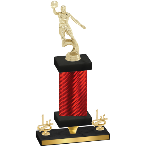 Premium Single Red Carbon Fiber First Place Basketball Trophy