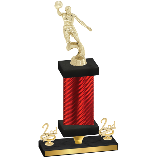 Premium Single Red Carbon Fiber Second Place Basketball Trophy