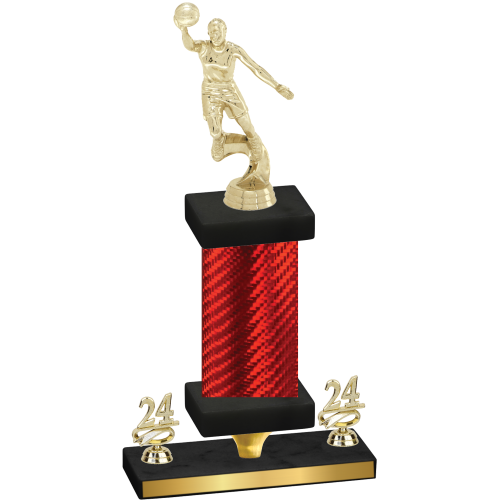 Premium Single Red Carbon Fiber Year Basketball Trophy