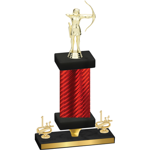 Premium Single Red Carbon Fiber First Place Archery Trophy