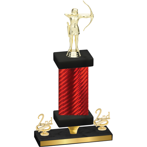 Premium Single Red Carbon Fiber Second Place Archery Trophy