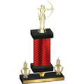 Premium Single Red Carbon Fiber Victory Archery Trophy