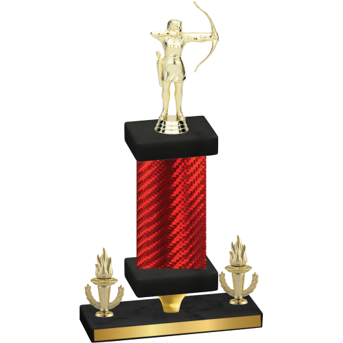 Premium Single Red Carbon Fiber Victory Archery Trophy