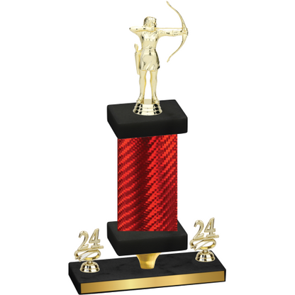 Premium Single Red Carbon Fiber Year Archery Trophy