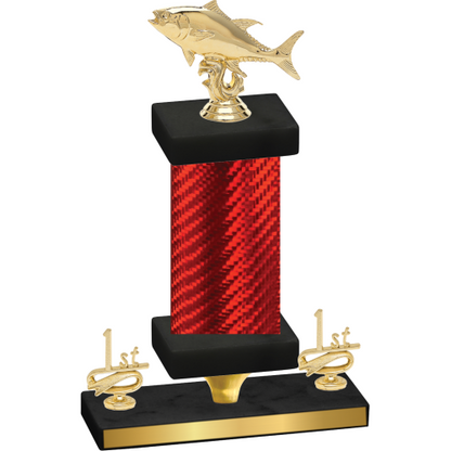 Premium Single Red Carbon Fiber First Place Fishing Trophy