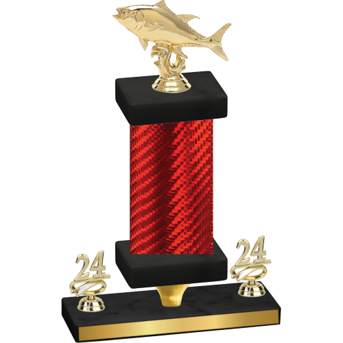 Premium Single Red Carbon Fiber Year Fishing Trophy