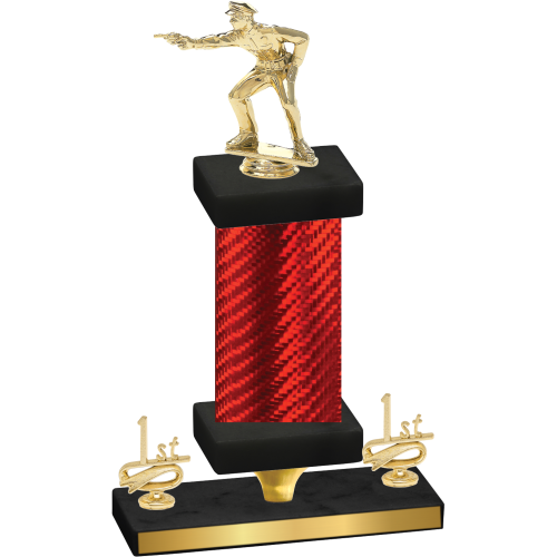 Premium Single Red Carbon Fiber First Place Shooter Trophy