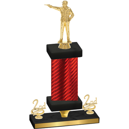 Premium Single Red Carbon Fiber Second Place Shooter Trophy