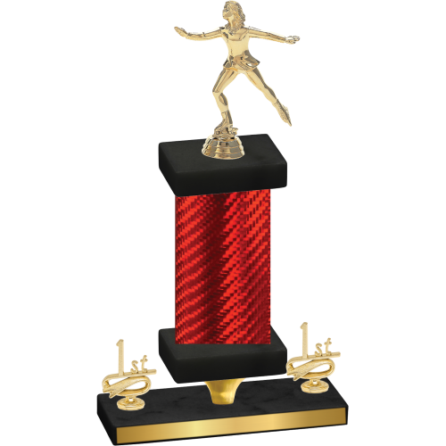 Premium Single Red Carbon Fiber First Place Skater Trophy