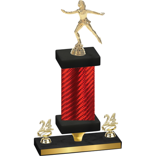 Premium Single Red Carbon Fiber Year Skater Trophy