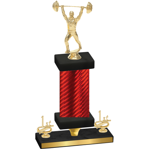 Premium Single Red Carbon Fiber First Place Weights Trophy