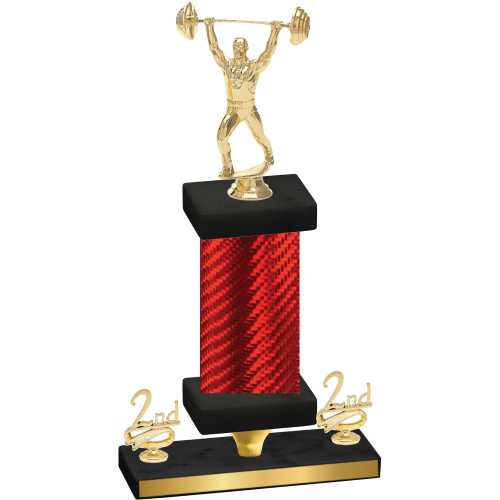 Premium Single Red Carbon Fiber Second Place Weights Trophy