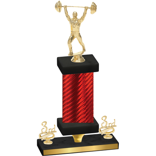 Premium Single Red Carbon Fiber Third Place Weights Trophy