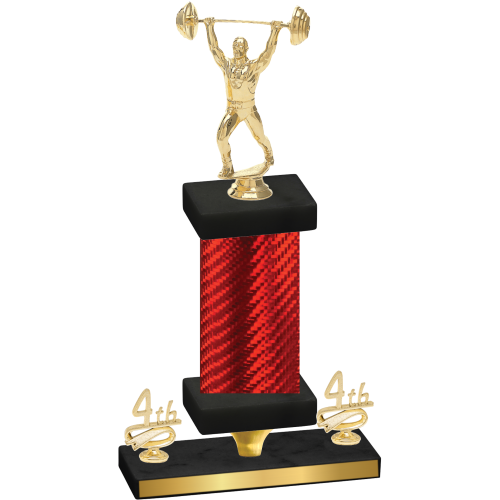 Premium Single Red Carbon Fiber Fourth Place Weights Trophy