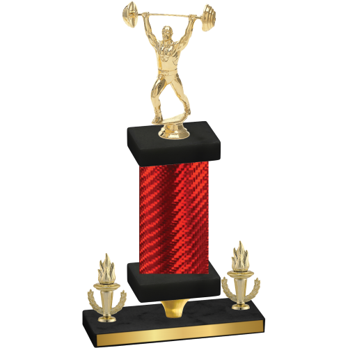 Premium Single Red Carbon Fiber Victory Weights Trophy