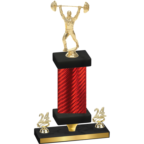 Premium Single Red Carbon Fiber Year Weights Trophy