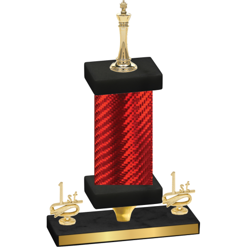 Premium Single Red Carbon Fiber First Place Chess Trophy