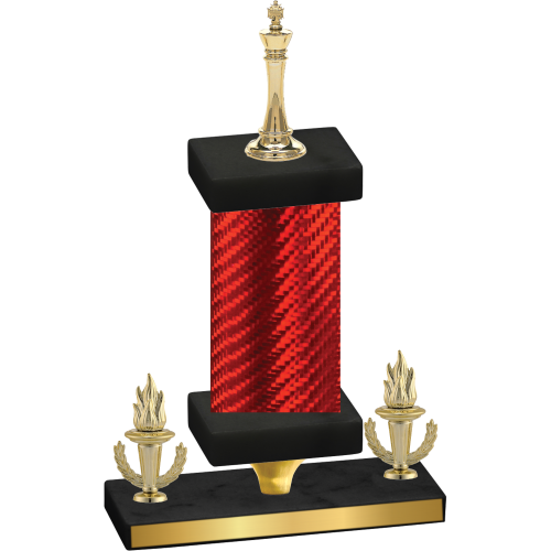 Premium Single Red Carbon Fiber Victory Chess Trophy