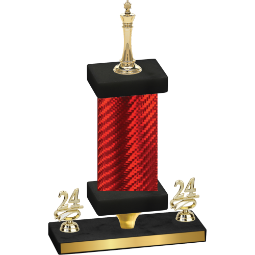 Premium Single Red Carbon Fiber Year Chess Trophy