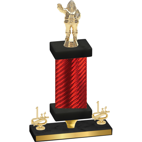 Premium Single Red Carbon Fiber First Place Holiday Trophy