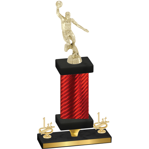 Premium Single Red Carbon Fiber First Place Basketball Trophy