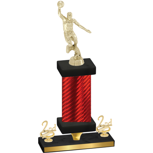 Premium Single Red Carbon Fiber Second Place Basketball Trophy
