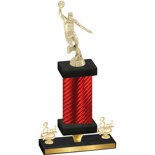 Premium Single Red Carbon Fiber Third Place Basketball Trophy