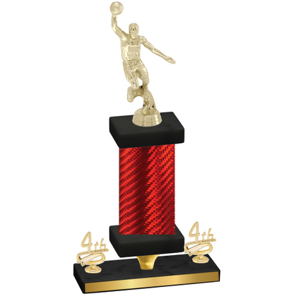 Premium Single Red Carbon Fiber Fourth Place Basketball Trophy