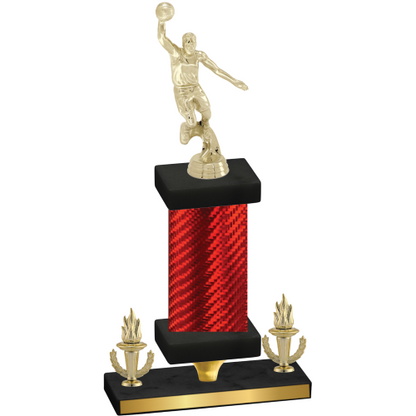 Premium Single Red Carbon Fiber Victory Basketball Trophy