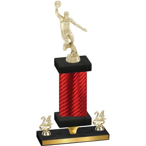 Premium Single Red Carbon Fiber Year Basketball Trophy